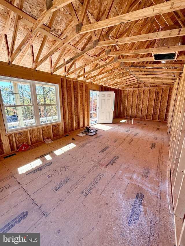 view of unfinished attic