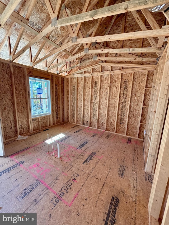 view of unfinished attic