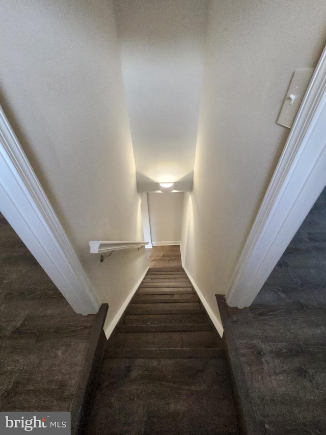 stairway featuring hardwood / wood-style floors