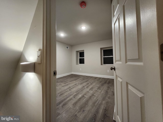 interior space with hardwood / wood-style floors