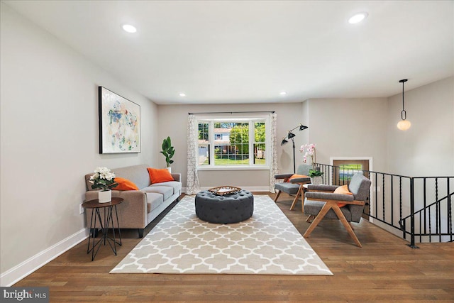 living room with wood-type flooring