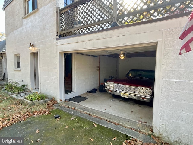 view of garage