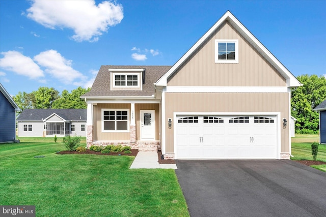 craftsman-style home with a front yard