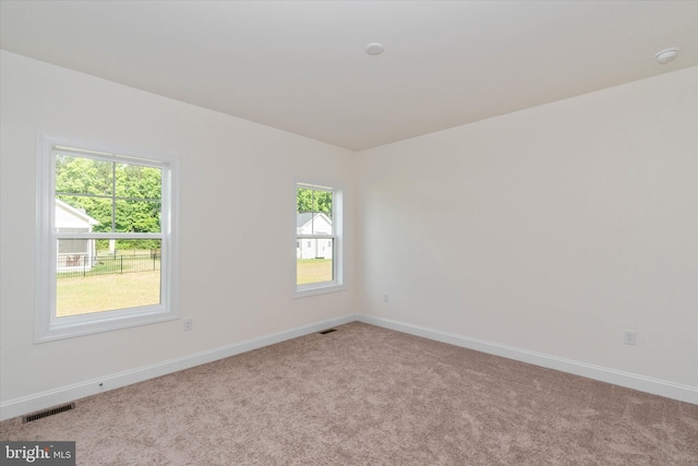 unfurnished room featuring light carpet and a wealth of natural light