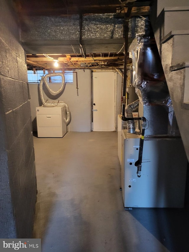 basement featuring washer and dryer