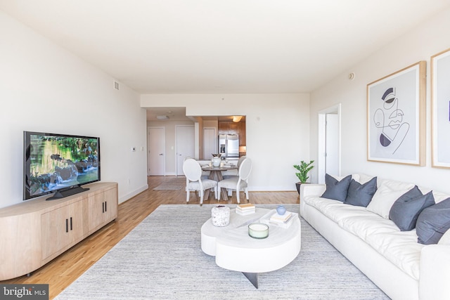 living room featuring light hardwood / wood-style flooring