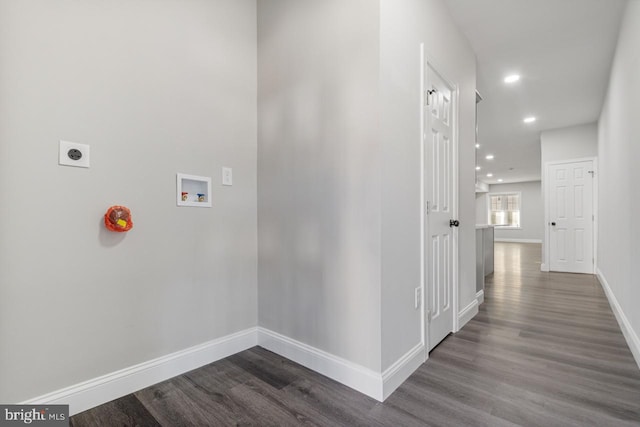 hallway featuring dark hardwood / wood-style floors