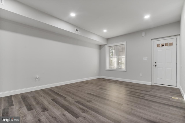 interior space featuring dark hardwood / wood-style flooring