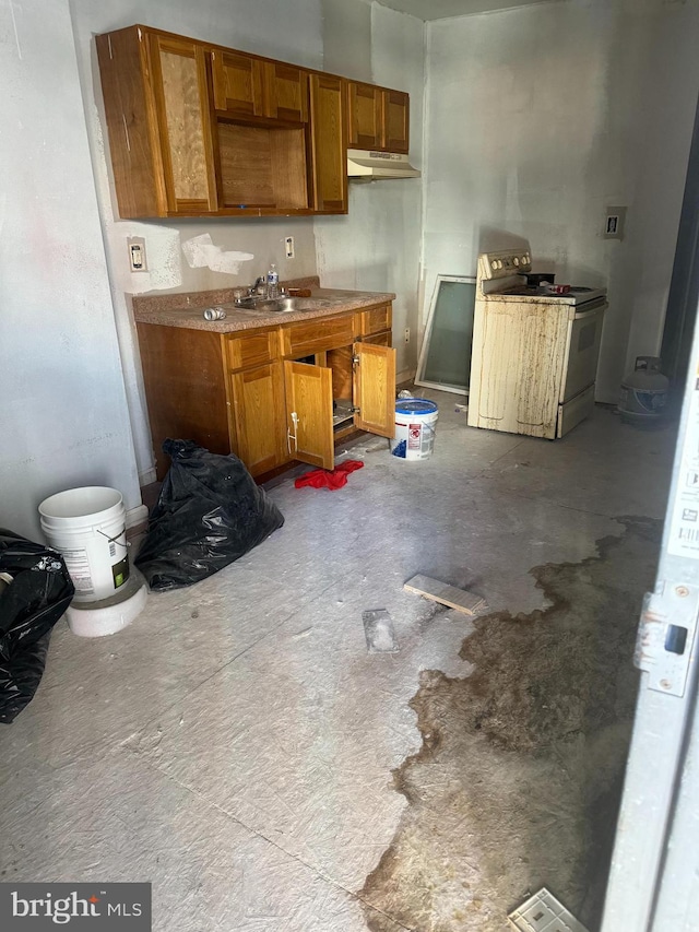 kitchen with sink and white electric stove