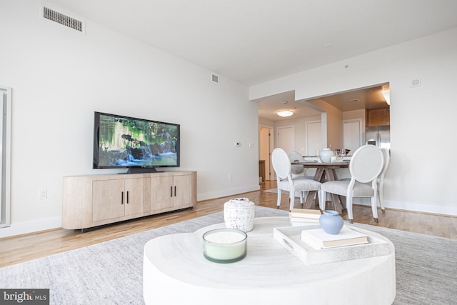 living room with light wood-type flooring