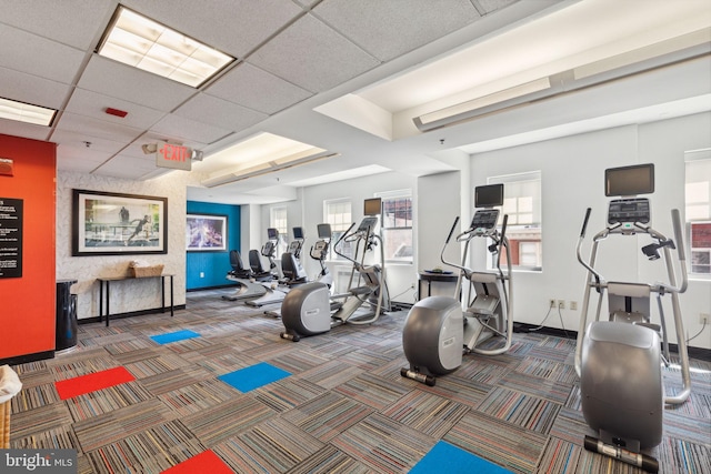 1701 Locust St Unit 1505, Philadelphia, PA 19103 - exercise room featuring baseboards and carpet floors