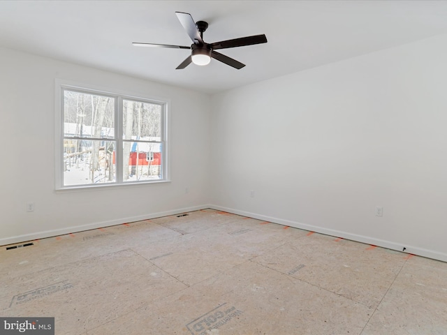 empty room featuring ceiling fan