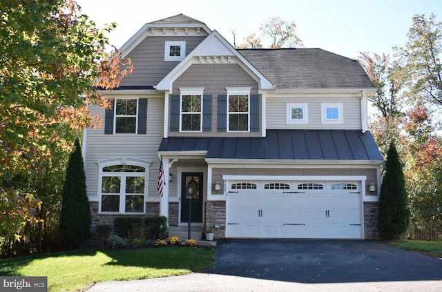 craftsman inspired home with a garage