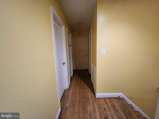 hallway featuring wood-type flooring