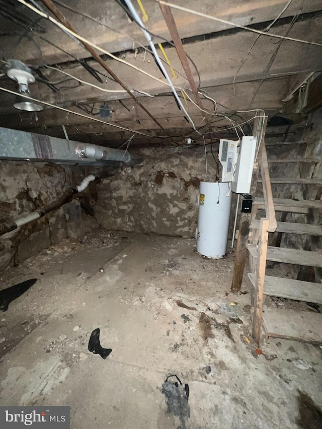 basement with water heater