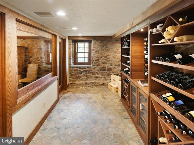 view of wine cellar