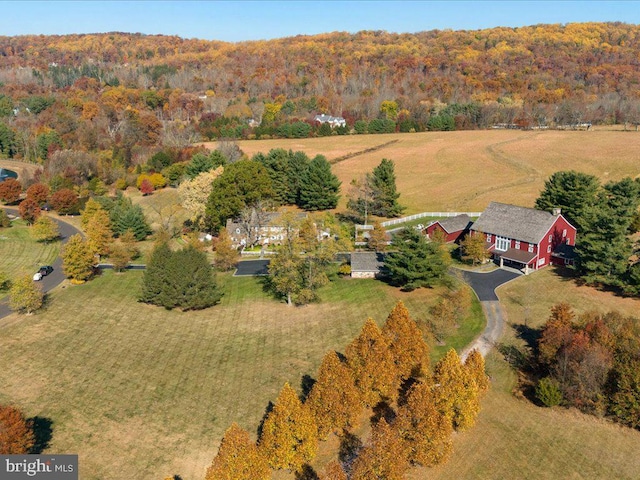 aerial view featuring a rural view