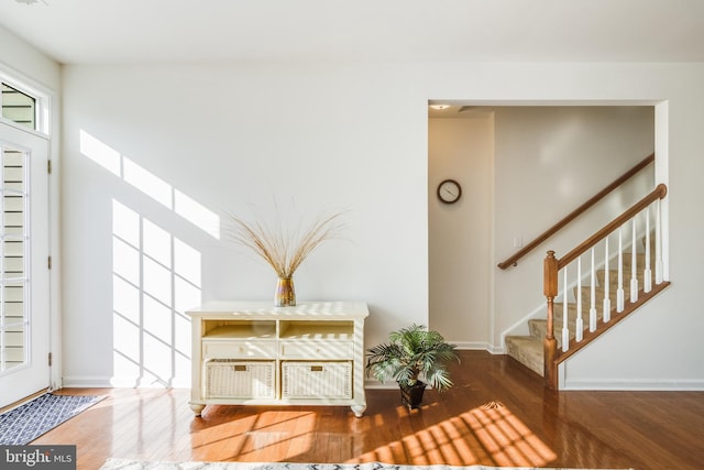 entrance foyer featuring dark wood-type flooring