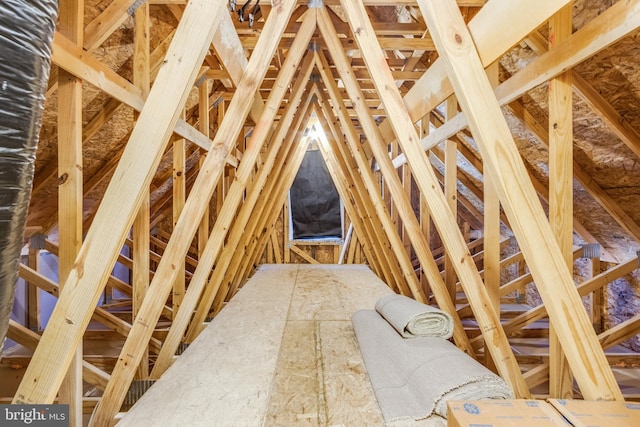 view of unfinished attic