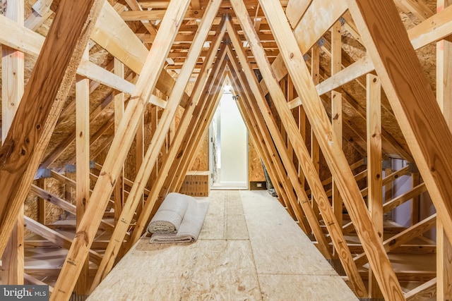 view of unfinished attic