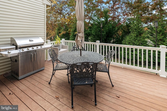 wooden deck with grilling area