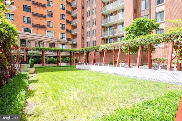 view of yard with a balcony