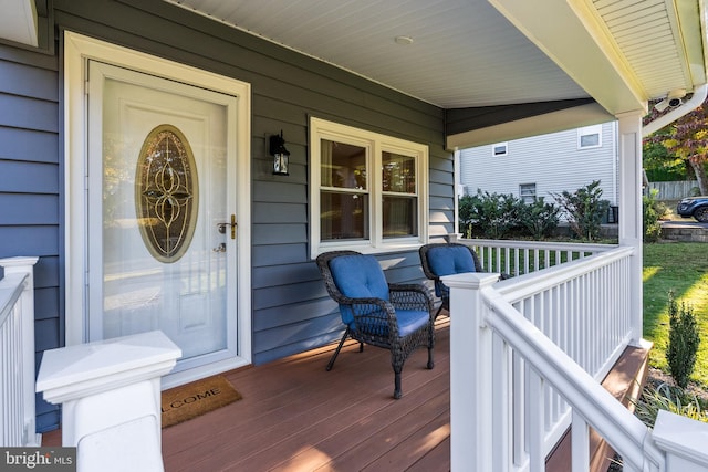 wooden deck with a porch