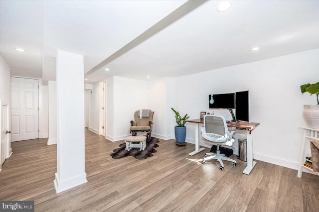 office featuring light hardwood / wood-style flooring