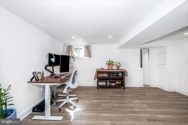 office featuring hardwood / wood-style flooring