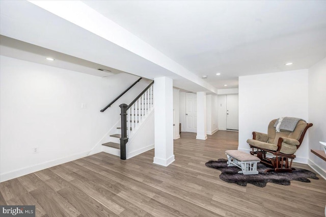 living area with light wood-type flooring