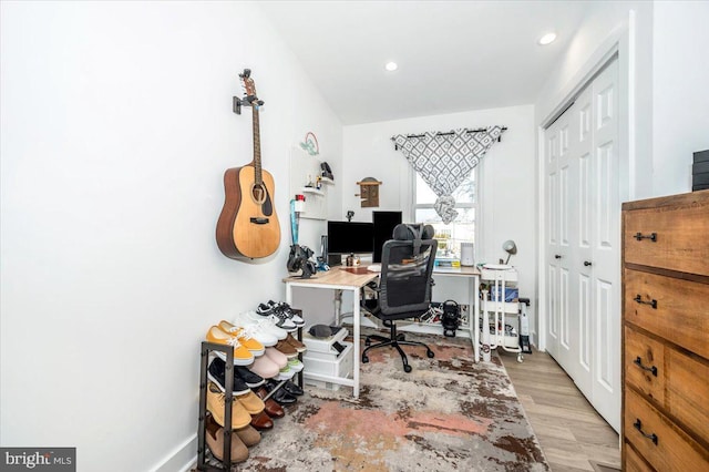 office featuring light wood-type flooring