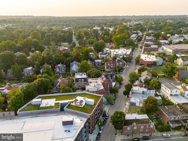 view of aerial view at dusk