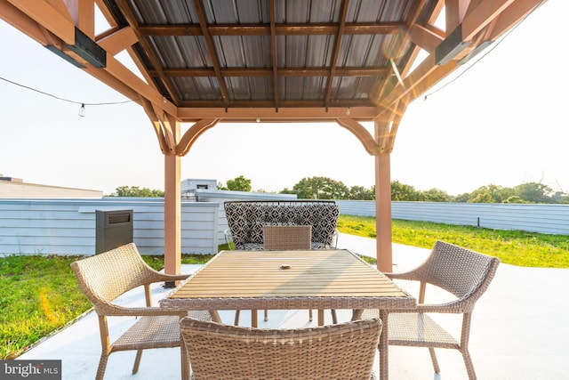 view of patio featuring a gazebo