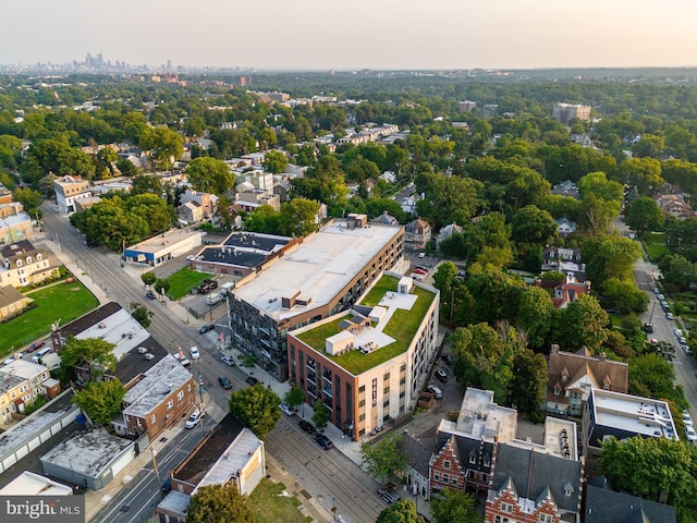 view of aerial view at dusk