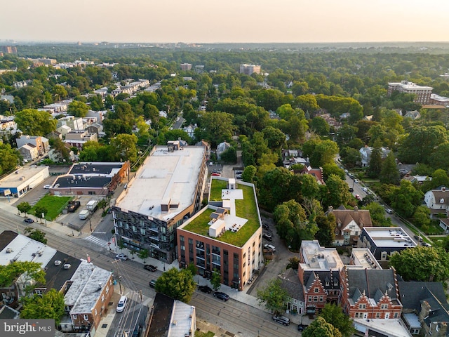 view of aerial view at dusk