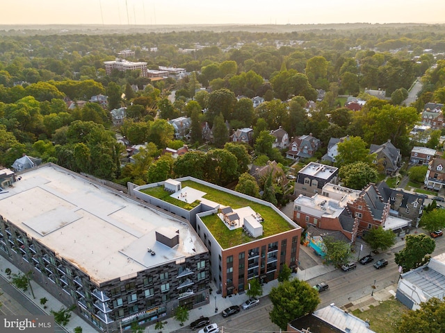 view of aerial view at dusk