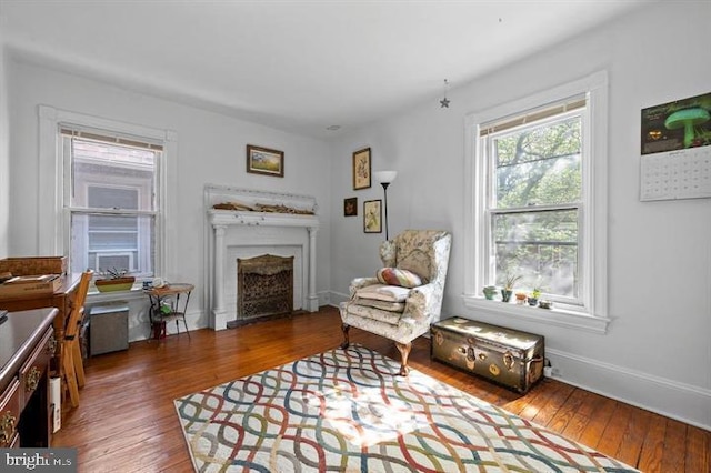 257-9 S 46th St, Philadelphia, PA 19139 - living area with wood-type flooring, baseboards, and a fireplace