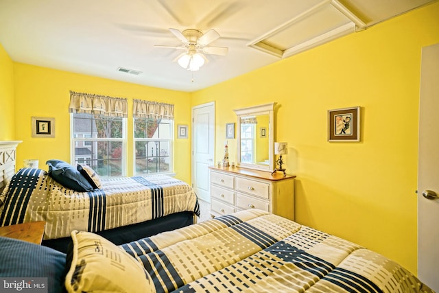 bedroom featuring ceiling fan