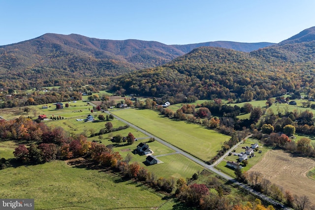 drone / aerial view featuring a mountain view