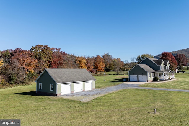 view of outbuilding featuring a lawn