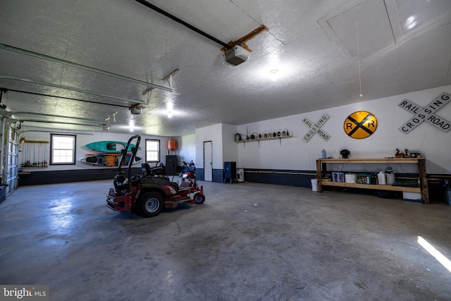 garage with a garage door opener