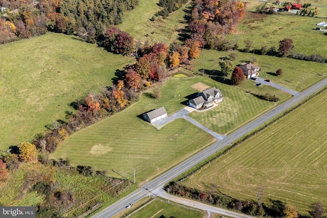 bird's eye view with a rural view