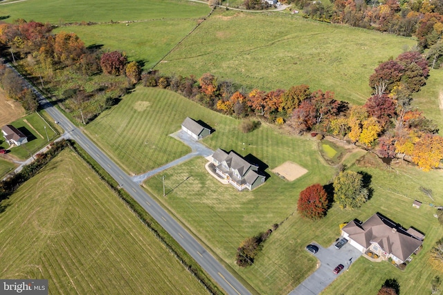 bird's eye view featuring a rural view