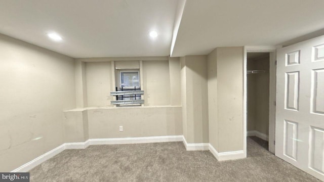 basement with carpet