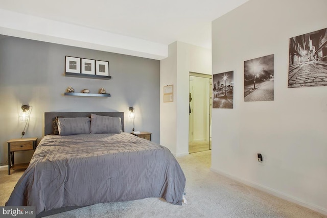 carpeted bedroom featuring a closet