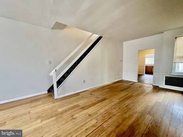 unfurnished living room featuring light hardwood / wood-style flooring