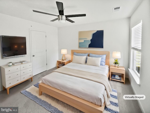 bedroom featuring ceiling fan