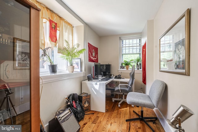 office with light hardwood / wood-style floors