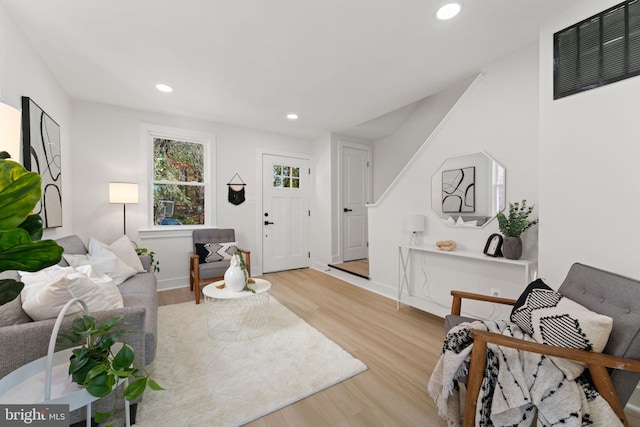 living room featuring light hardwood / wood-style floors