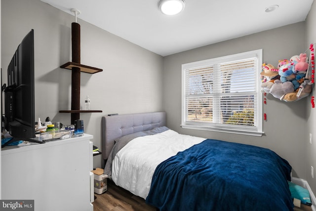 bedroom featuring dark wood-type flooring